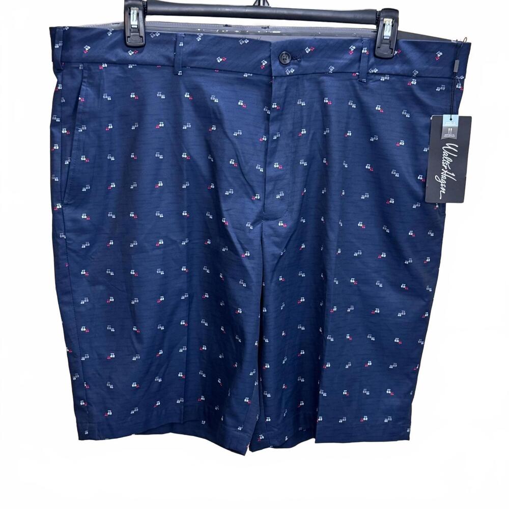 Walter Hagen Perfect 11 Golf Shorts Mens 42 Navy Flat Front Wrinkle Resistant